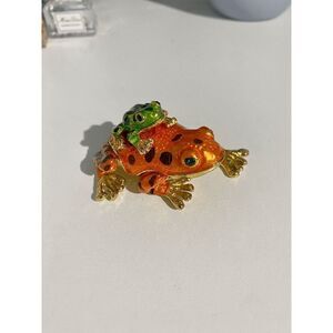 Taylor Avedon Orange Frog Jewelry / Trinket Box